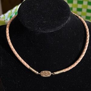 Elegant Tan Braided Necklace with Gold Accents